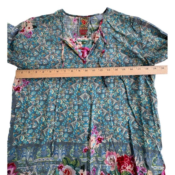 Johnny Was XS Blouse Vibrant Floral Cotton Embroidered Swing L/S Tunic Shirt - Picture 7 of 11